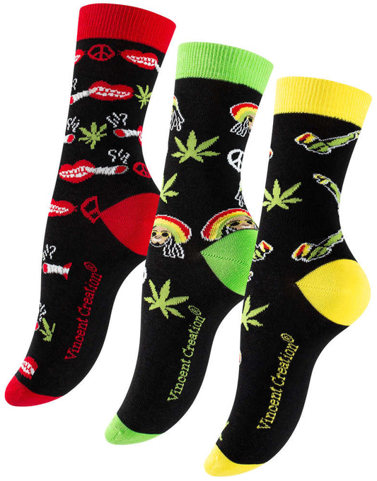 Cannabis - Weed Socken - Bunt - 3 Paar