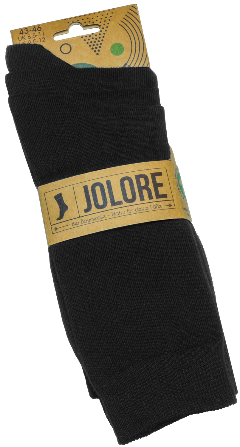 Jolore Bio Baumwollsocken - GOTS zertifiziert - schwarz - 3 Paar