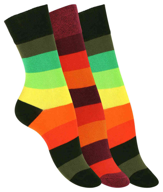 Streifen Socken - Rot, Grün , Gelb - Bunt - 3 Paar